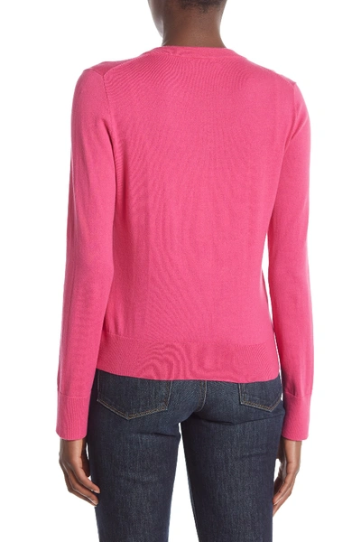 Shop J Crew Front Button Knit Cardigan In Crisp Berry