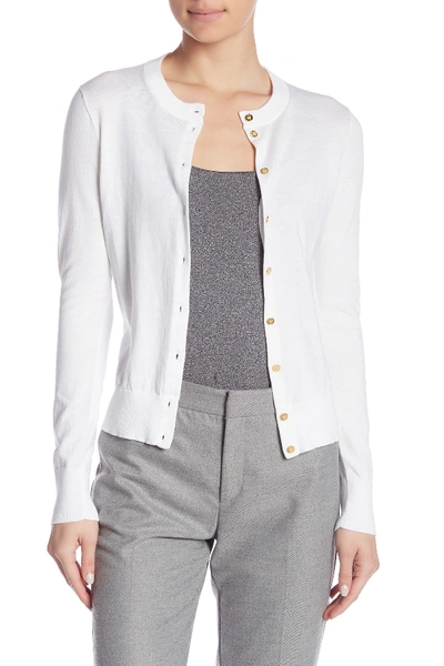 Shop J. Crew Front Button Knit Cardigan In White