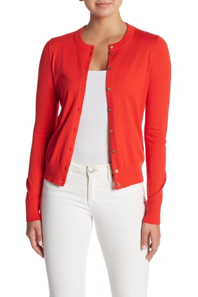 Shop J Crew Front Button Knit Cardigan In Bright Cerise