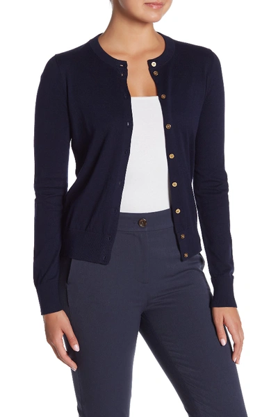 Shop J Crew Front Button Knit Cardigan In Navy