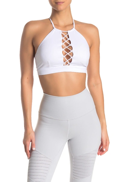 Shop Alo Yoga Starlet Lace-up Bra In White