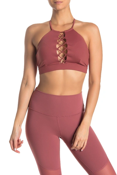 Shop Alo Yoga Starlet Lace-up Bra In Earth
