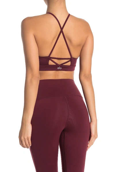 Shop Alo Yoga Starlet Lace-up Bra In Black Cherry