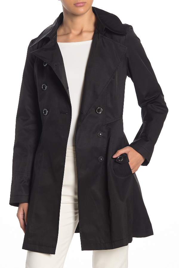 Via Spiga Double Breasted Water Repellent Fit & Flare Trench Coat In ...