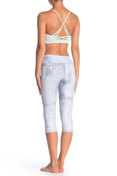 Shop Alo Yoga Airbrushed Performance Capris In Z/dnuwhite Marble Glossy