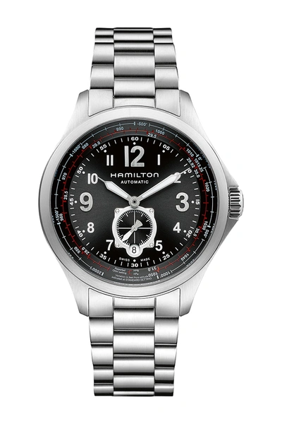 Shop Hamilton Men's Khaki Aviation Qne Bracelet Watch, 42mm