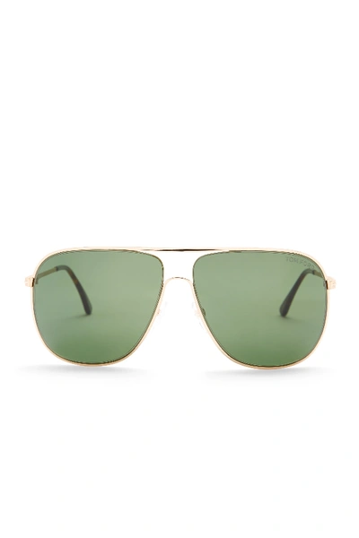 Shop Tom Ford Dominic 60mm Aviator Sunglasses In Srgld-grn