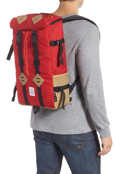 Shop Topo Designs 'klettersack' Backpack In Red/khaki Leather