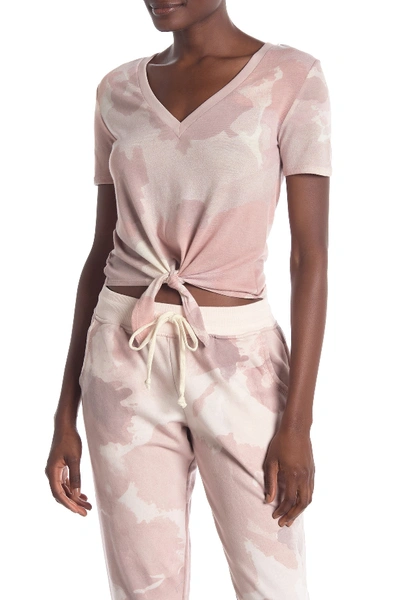 Shop Alternative V-neck Tie Front T-shirt In Blush Dreamstate