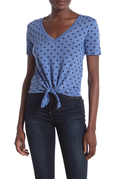 Shop Alternative V-neck Tie Front T-shirt In Blue Midnight Easy Dot