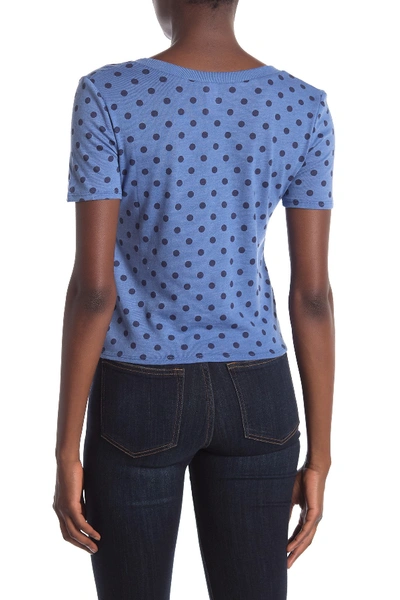 Shop Alternative V-neck Tie Front T-shirt In Blue Midnight Easy Dot