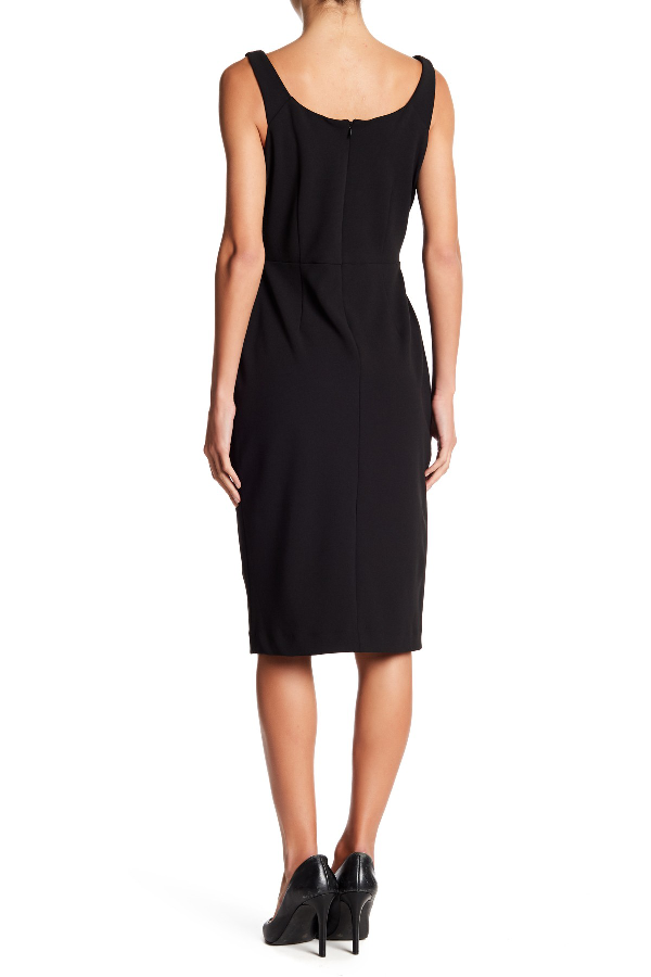 betsey johnson scoop neck sleeveless crepe midi dress