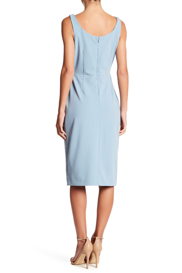 betsey johnson scoop neck sleeveless crepe midi dress