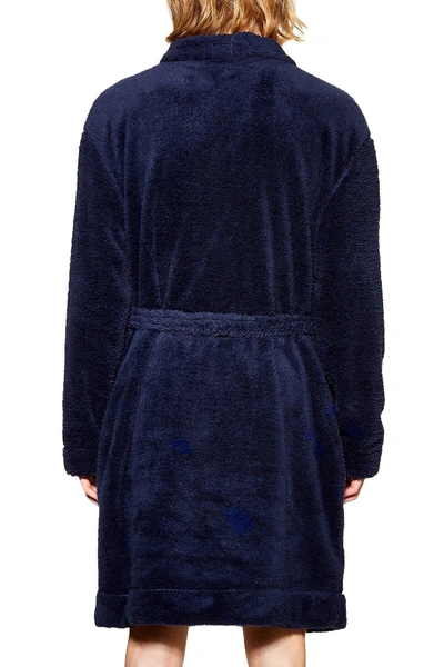 Shop Topman Fleece Robe In Navy Blue