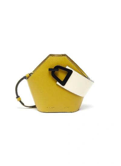 Shop Danse Lente 'johnny' Mini Hexagonal Leather Bag In Olive / Dove