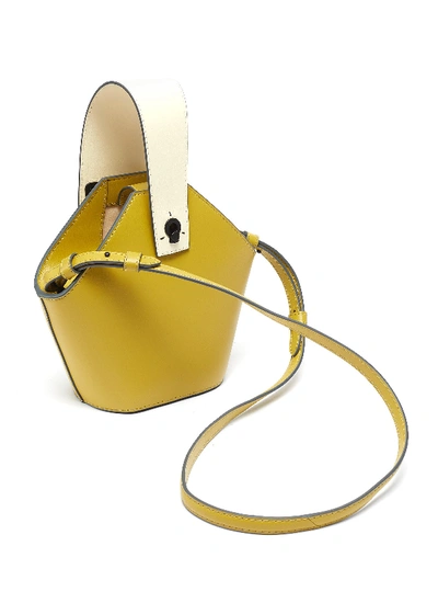 Shop Danse Lente 'johnny' Mini Hexagonal Leather Bag In Olive / Dove