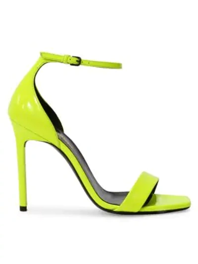 Shop Saint Laurent Amber Ankle-strap Neon Leather Sandals In Fluo Yellow