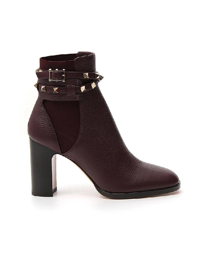 Shop Valentino Garavani Rockstud Ankle Boots In Purple