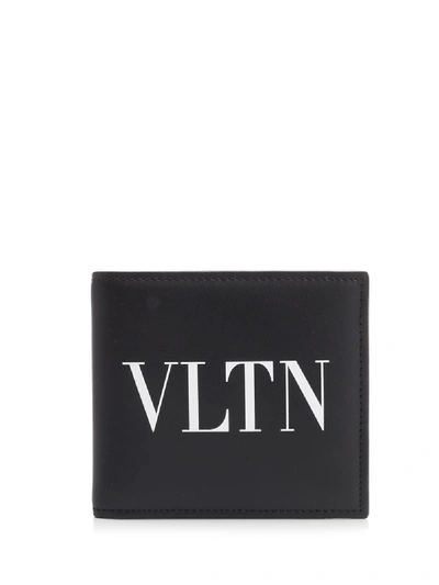 Shop Valentino Garavani Vltn Leather Wallet In Black