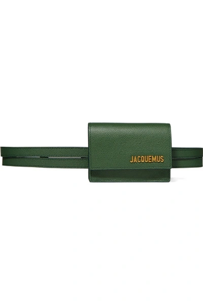 Shop Jacquemus Le Bello Textured-leather Belt Bag In Dark Green