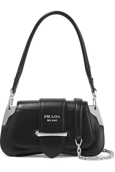 Shop Prada Sidonie Mini Leather Shoulder Bag In Black