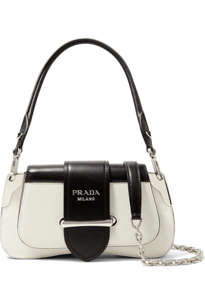Shop Prada Sidonie Mini Two-tone Leather Shoulder Bag In White