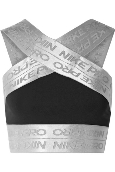 Shop Nike Pro Cropped Dri-fit Top In Black