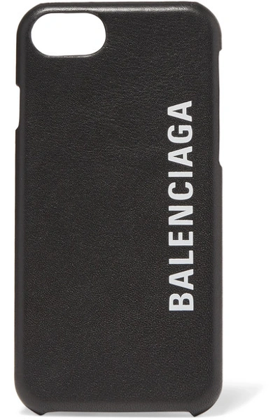 Shop Balenciaga Printed Textured-leather Iphone 7 And 8 Case In Black