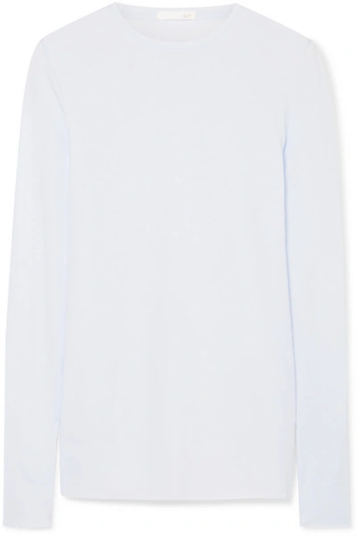 Shop Skin Essentials Pima Cotton-jersey Pajama Top In Sky Blue