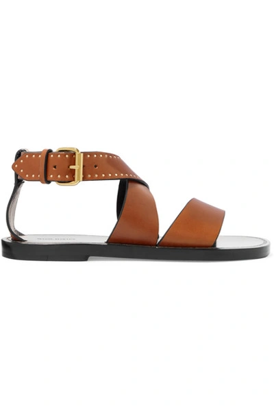 Shop Isabel Marant Juzee Studded Leather Sandals In Neutral