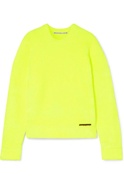 Shop Alexander Wang Ribbed Terry Sweatshirt In Chartreuse