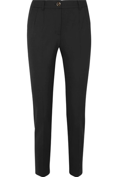 Shop Dolce & Gabbana Wool-blend Tapered Pants In Black