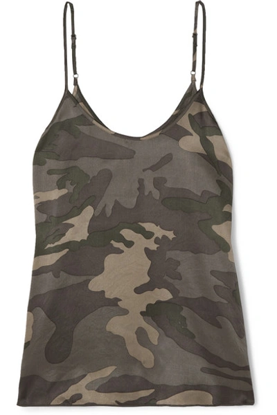Shop Atm Anthony Thomas Melillo Camouflage-print Silk-satin Camisole In Army Green