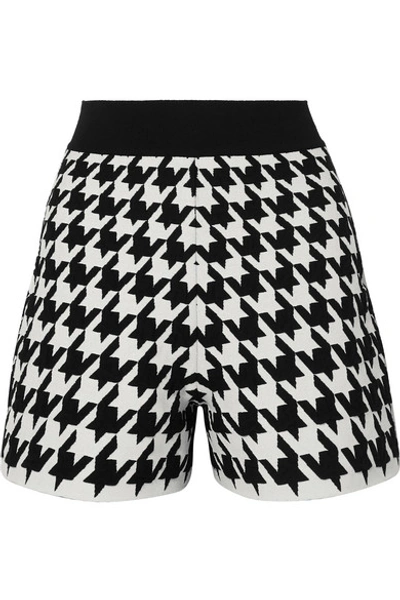 Shop Alexander Mcqueen Houndstooth Jacquard-knit Shorts In Black