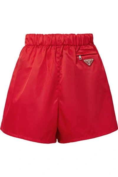 Shop Prada Nylon Shorts In Red