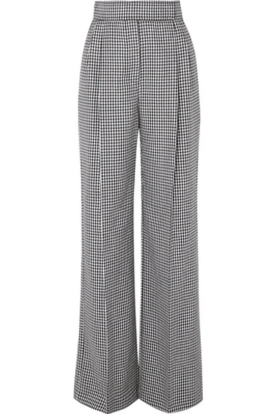 Shop Alexander Mcqueen Houndstooth Wool Wide-leg Pants In Black