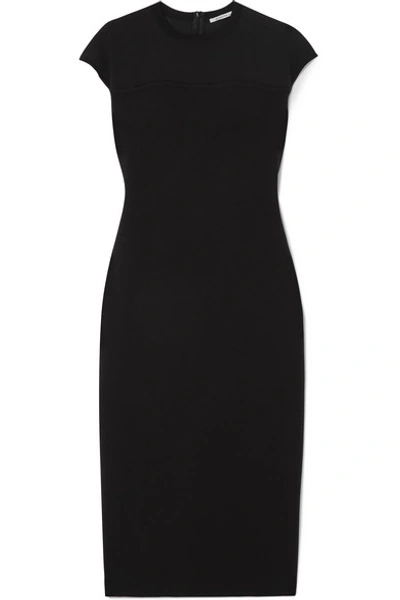 Shop Agnona Wool-blend And Crepe Dress In Black