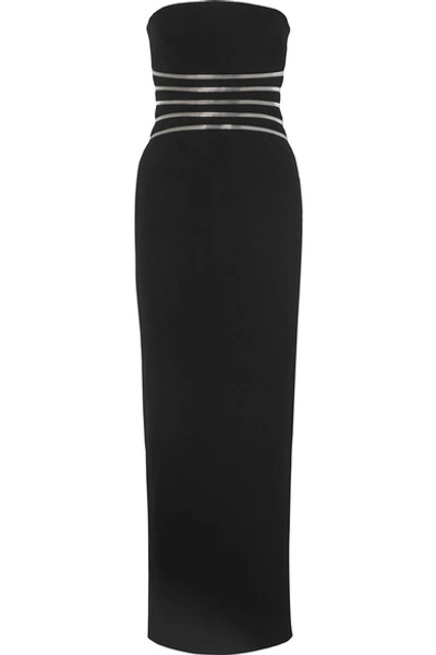 Shop Alexander Wang Strapless Zip-detailed Cotton-blend Crepe Gown In Black