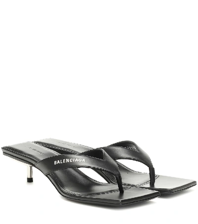 Shop Balenciaga Metal 40 Leather Sandals In Black