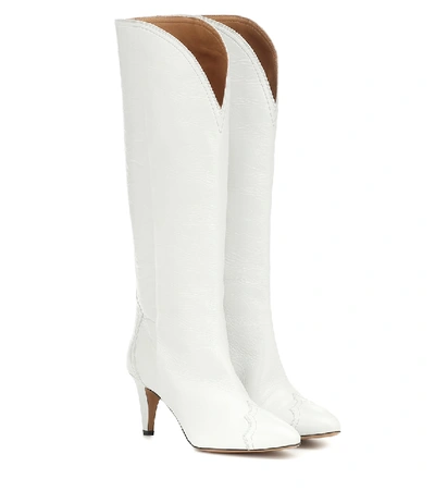 Shop Isabel Marant Lestan Knee-high Leather Boots In White