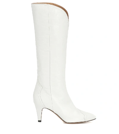 Shop Isabel Marant Lestan Knee-high Leather Boots In White