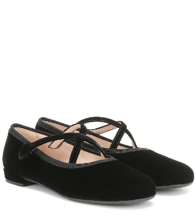 Shop Miu Miu Velvet Ballet Flats In Black