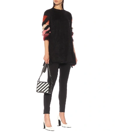 Shop Off-white Logo Mohair-blend Sweater Dress In Black