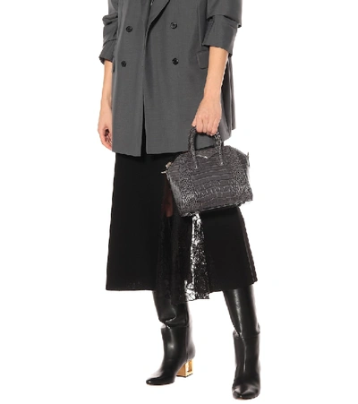 Shop Givenchy Antigona Mini Croc-effect Leather Tote In Grey