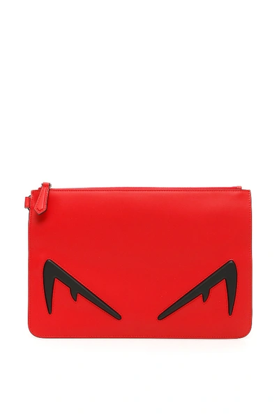 Shop Fendi Diabolic Eyes Clutch Bag In Red