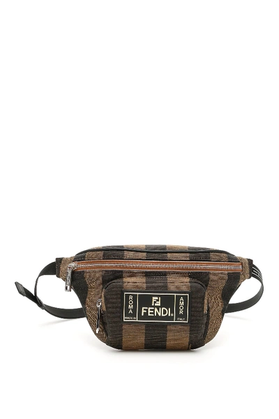 Shop Fendi Logo Striped Belt Bag In Brown