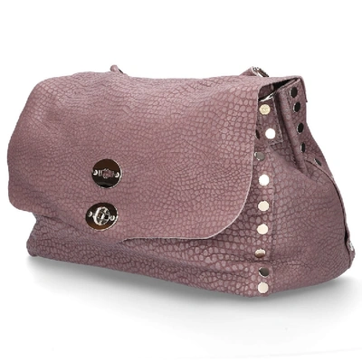 Shop Zanellato Women Handbag Desert Leather Embossment Logo Purple In Brown