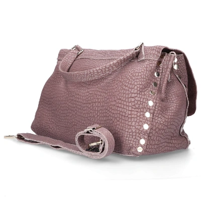 Shop Zanellato Women Handbag Desert Leather Embossment Logo Purple In Brown