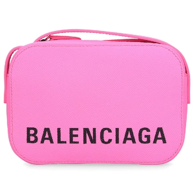 Shop Balenciaga Women Handbag Ville Cam Bag Xs Leather Embossed Logo Pink