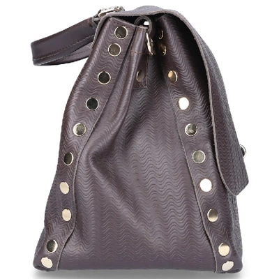 Shop Zanellato Women Handbag Postina M Leather Embossed Brown
